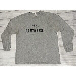 Vintage Nike Carolina Panthers Football Long Sleeve T Shirt Size XL Gray Y2K